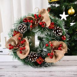 Decorative Flowers 1PCS Christmas Rattan Wreath Pine Natural Branches Berries&Pine Cones For DIY Supplies Home Door Decoration