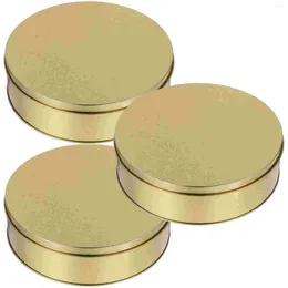 Storage Bottles 3 Pcs Cookie Tins With Lids Sugar Case Food Container Tinplate Containers Sweet Round Candy Jar