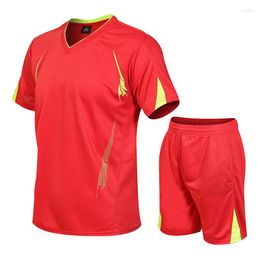 Running Sets 2023 Men's Sportswear Set Training Mens Short Sleeve Sports Suits T-shirt Football Suit Gym Fitness 2pcs Jogging