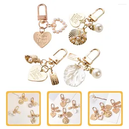 Keychains 4 Pcs Colgantes Para De Mujer Shell Keychain Pearl Charm Women Wallet Metal Chains Decoration Woman