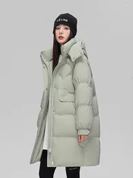 Women's Jackets Long Winter Down Black Jacket Ladies Back White Puff Warm Coat With Hood For Women