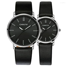 Wristwatches Watch Couple Leather Ultra-Thin Belt Fashion Student Waterproof Quartz Watchs