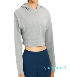 Relaxed Fit Cropped Hoodies Yoga Top Sexy Running Sports Jacket Long Sleeve Shirts Outdoor Sweatshirts Autumn and Winter Trai