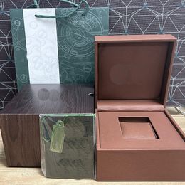 Luxury A Designer P Grey Brown Square Watch Box Wood Leather Material Certificate Pack Brochure Full Set of Luxury Watch Accessories for Men and Women box lb factory