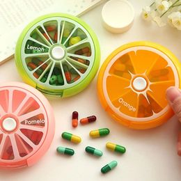 Portable Round Weekly Rotating Pill Box Travel Pill-Case Splitter Organiser Medicine Boxes 7 Day Pills Cutter Tablet Container 100pcs