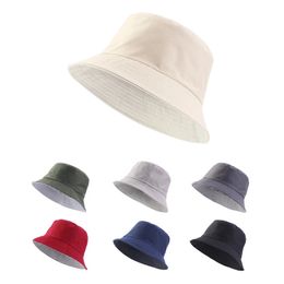 New Solid Foldable Bucket Hats Reversible Hat Men Korean Casual Street Panama Hat Sunhat Outdoor Beach Bob Hiphop Fisherman Hat