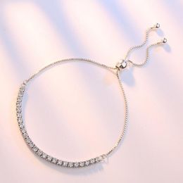 Link Bracelets Chain Kpop Women's Tennis Bracelet Luxury Clear Zircon For Women Wholesale Adjustable Jewellery DZH009Link