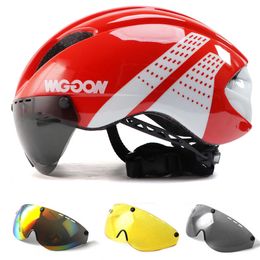 Cycling Helmets Aero Ultra-light Goggle TT Road Bicycle Helmet In-Mold Racing Cycling Bike Sports Safety Helmet Time-Trial Cycling Helme P230419