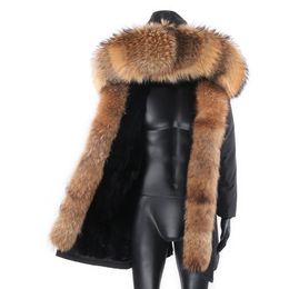 Men's Fur Faux Waterproof Men Parka Winter Jacket Fashion Thick Warm Long Rabbit Coat Man Parkas Natural Outerwear Streetwear 231120