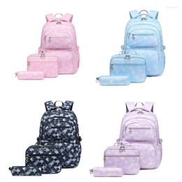 School Bags 3pcs Prints Backpacks For Teen Girls Backpack With Lunch Bag Pencil