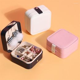 Jewellery Pouches 2023 Organiser Display Travel Portable Case Boxes Leather Storage Earring Holder 11.5x11.5x5.6cm