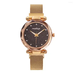 Wristwatches Women'S Fashion Starry Sky Watches Magnet Buckle Mesh Belt Diamond Quartz Watch Women Dress Clock Relogio Feminino