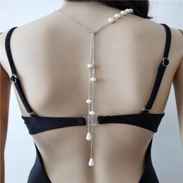 Chains Fashion Style RJBH02 Gold Plated Neck Imitation Pearls Back Unique Dressing Necklace Jewellery 2 Colours