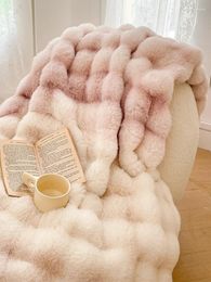 Blankets Blanket Thickened SolidColor Warm Fur Plush Winter Office Single Nap Sofa Double-Sided Quilt Soft Leisure