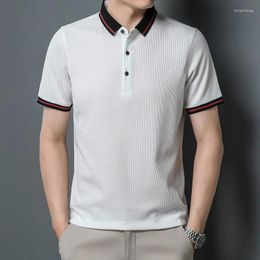Herren Polos 2023 T-Shirt Sommer Polo-Ausschnitt Kurzarm Pendler Mode Lässig England All-Match Einfarbig Business Tops