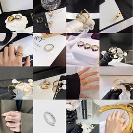 Luxury Design Brand Letter Ring Women and Men Top Quality Stainless Steel Inlaid Crystal Rhinestone Rings 18k Gold Plated Silver Plating Jewellery Accessories Gifts