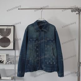 xinxinbuy Men designer Coat Jacket pattern Emboss letter long sleeve women white khaki Black blue S-2XL