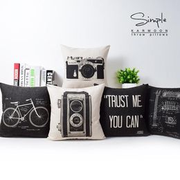 Pillow Nordic Cover Linen Camera Guitar Throw Cases Black White Bicycle Paint Quote Modern Retro Decor Car Seat Covers /Decor