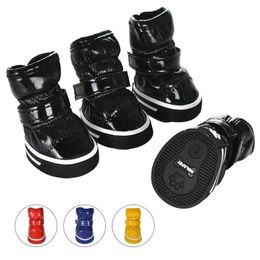 Pet Protective Shoes Dogs Dog Warm Boots Anti slip 4 Puppy Leather Footwear For Cats pcs Waterproof Snow Winter Chihuahua Small 231118