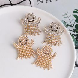 Dangle Earrings & Chandelier Gothic Earring Pearl Zircon Luxury Halloween Horror Ghost Drop Women Pumpkin Jewelry Statement Pendant