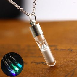 Pendant Necklaces Fashion Hourglass Crystal Glow Necklace Drifting Sand Wishing Bottle Women's Luminous Sweater Chain Jewellery