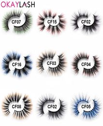 3D Natural Faux Mink Fake Colored Eyelashes soft Synthetic Halloween Party False Color Eye Lashes Costume Makeup7468812