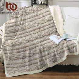 Blankets BeddingOutlet 3D Printed Soft Blanket Beige Bed Knitting Texture Sherpa Fleece Pography Simple Mantas De Cama