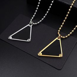 Pendant Necklaces Letter Black Oil Dropping Triangle Bead Chain Necklace for Lovers Classic Triangle Medium Length Necklace