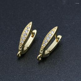 Hoop Earrings Jewelry Making Suppliers Nickel Free Non Oxidizing Gold Plated CZ Setting Earring Hooks For DIY Women