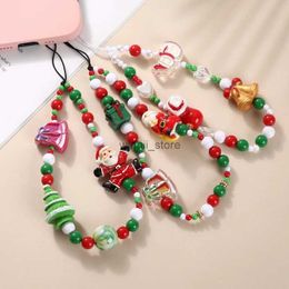 Charm Bracelets Christmas Style Mobile Phone Chain Anti-Lost Women Cellphone Chain Acrylic Cartoon Santa Claus Christmas Trees Telephone StrapsL231120