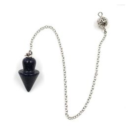 Pendant Necklaces Blue Sand Stone Silver Plated Geometric Pyramid Link Chain Rose Pink Quartz Jewelry