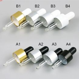 Ready to 100pcs 18MM Aluminium screw cap white black bulb glass pipette Dropper accessories for 5ml100ml bottlesgood qtys