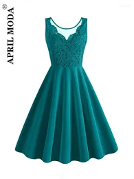 Casual Dresses Elegant Sleeveless Turquoise Short Prom Dress 2023 Summer Swing Pinup Lace Cocktail Vintage Robe Gowns Birthday For Women