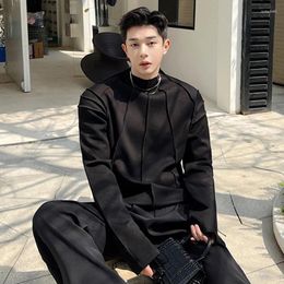 Men's Hoodies SYUHGFA Korean Style Highend Daily Clothing Handsome Pullover Niche Design Sweatshirts Solid Colour Trend Top