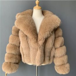 Women's Fur Faux Fur S-4XL Elegant Suit Collar Faux Fur Coat Women Top Fashion High Quality Winter Thick Outwear Warm Mink Fake Fur Woman Jacket 231118