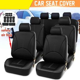 Car Seat Covers Leather Universal Solid Wear Resistant 7 Seater 8 Cushion Protector Cover Interior Easy Clean Four SeasonsCar