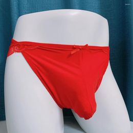 Underpants Mens Sheer Sexy Thong U Convex Pouch G-String Briefs Lace Panties Underwear Gay Lingerie Knickers Breathable