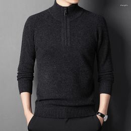 Men's Sweaters Cashmere Sweater 200 Pure Wool Half High Neck Zipper Thickened Pullover