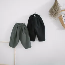 Trousers 2023 Spring Korean Style Cotton Linen Baby Boys Loose Pants Pure Color Casual Children Clothes Kids Turnip