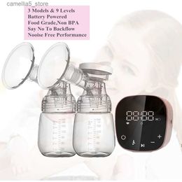 Breastpumps Double Electric Breast Pump Rechargeable Strong Suction Milk Extractor LED Screen Anti-Backflow BPA Free Breastfeeding Pumps New Q231120