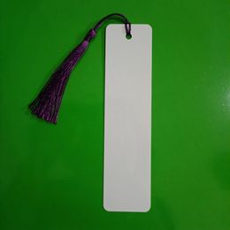 Bookmark Sublimation Blank Metal Painting Shimmer white silver gold for books with Hole and Tassels heat transfer diy ornament express B5