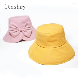 Wide Brim Hats 2023 Women Butterfly Sweet Bucket Cap Fisherman Hat Leisure Simple Solid Womens High Quality Ladies All-match Korean Style