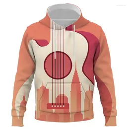 Men's Hoodies Art Instrument Series 3D Printed Guitar Pattern Hooded Sweatshirt Men Women Oversized Tracksuit Kids Sudaderas