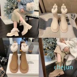 Winter New Lamb Wool Side Zipper with Thickened Heels Thick Soles Short for Women's Fur Snow Martin Women