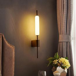 Wall Lamp Vintage Fashion Simple Candle Atmosphere For Villa El Bedroom Study Corridor Luxury Iron Glass Coppery LED Light