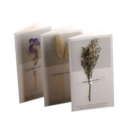 Greeting Cards Dried Flowers Gift Romantic Birthday Invitations Creative Wedding Greeting Cards Anniversary Paper Valentine Drop Deliv Dh2Fo