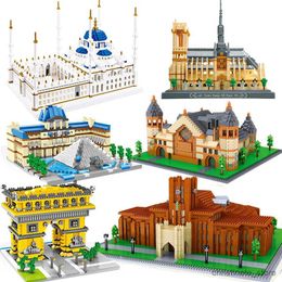 Blocks City Architecture Tower University Castle Micro Building Blocks Big Ben Louvre New York Brick Toy