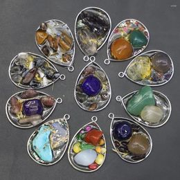 Pendant Necklaces Selling Natural Crushed Stone Water Drop Multicolor Necklace Reiki Charm DIY Fashion Jewellery Accessories Wholesale 12Pcs