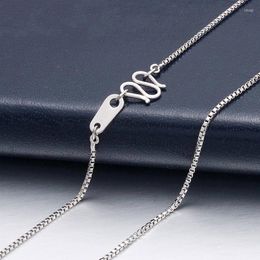 Chains PT950 Pure Solid Platinum 950 Necklace Women 1mm Thin Box Link 42-44cm Two Design Clasp