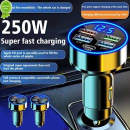250W 3.1A 5 USB Car Charger LCD Display Car Cigarette Socket Lighter Car Phone Charger For iPhone 13 Samsung PD Fast Charger